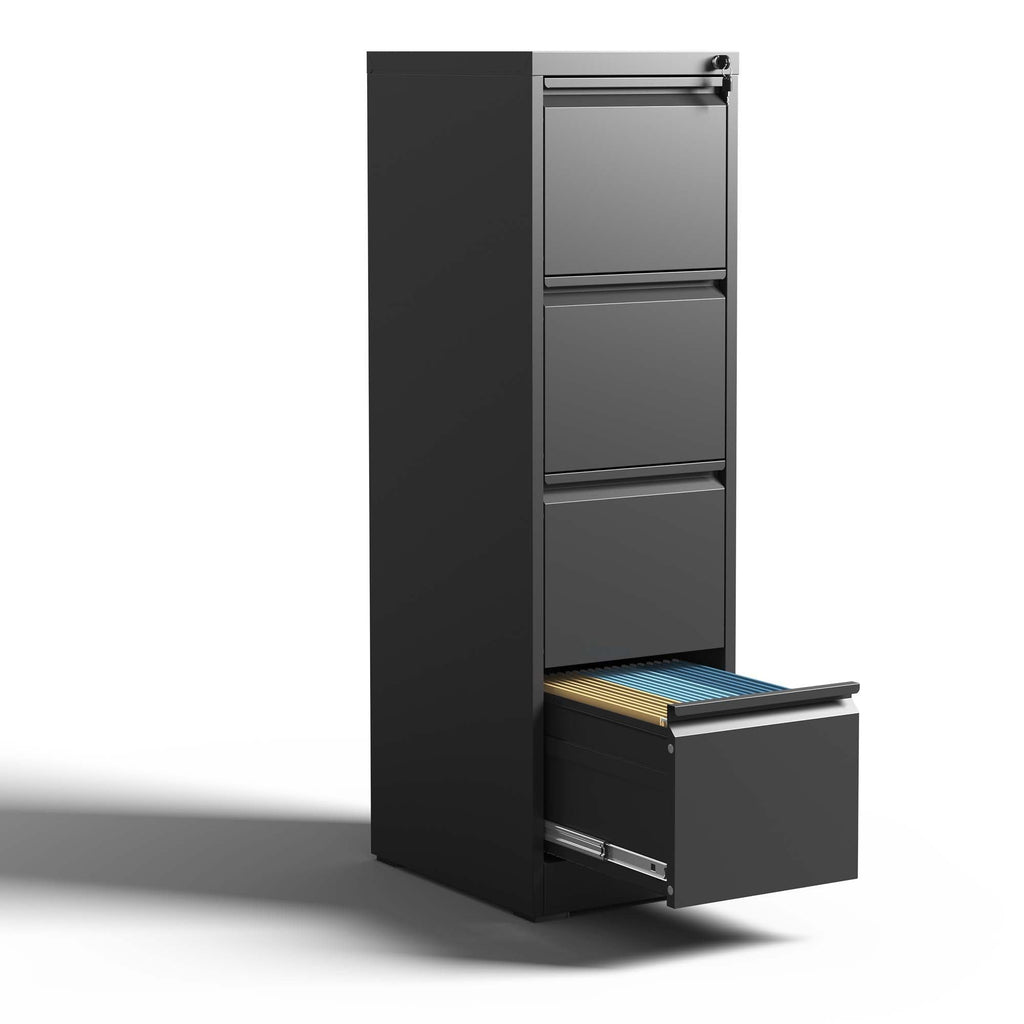 Steel Vertical File Cabinet with Lock – Multiple Sizes - Black or White