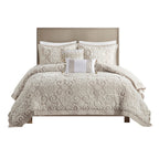 Taupe Cotton Comforter Mini Set with Tufted Chenille Embroidery - King