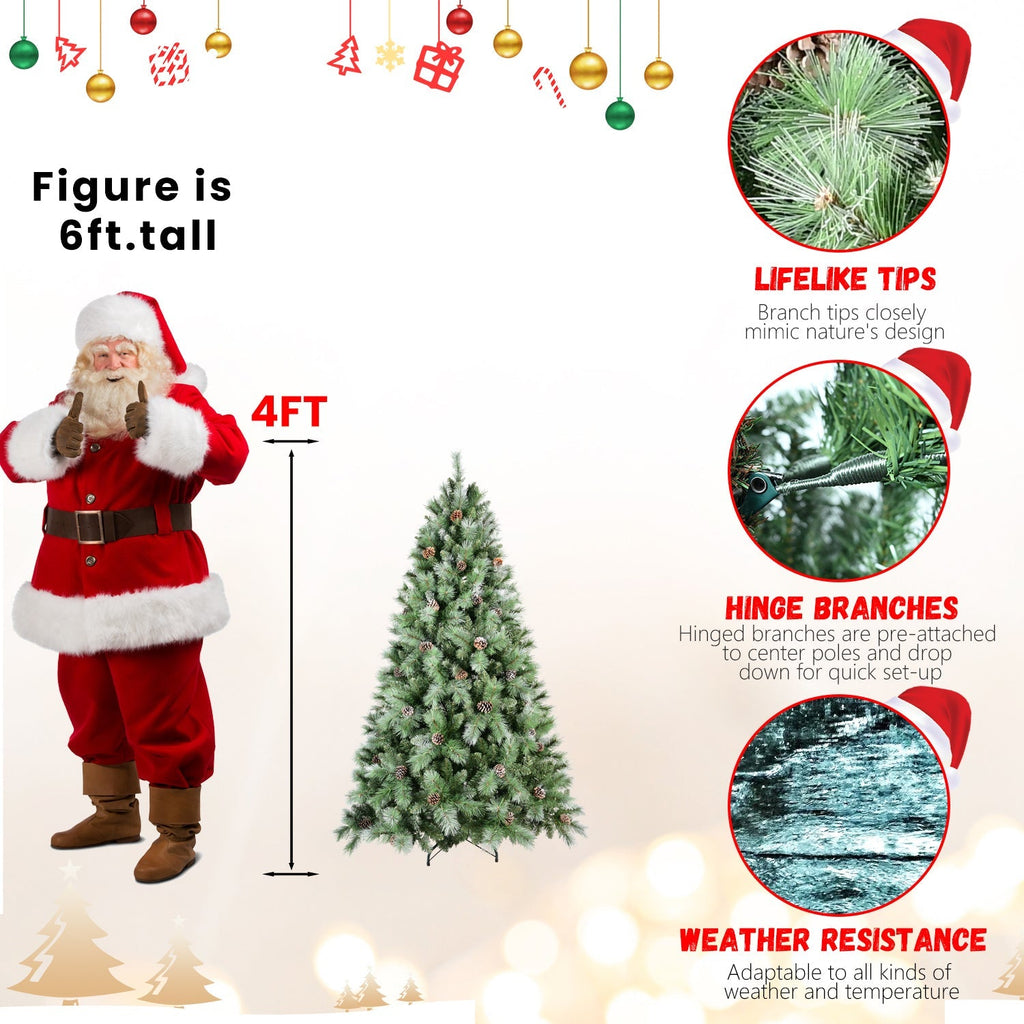 8 Ft Full-Bodied Pre-Decorated Pinecone Christmas Tree with Pine Cones - Green