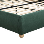 Queen Size Upholstered Platform Bed Frame with Rounded Corners Curved Headboard
