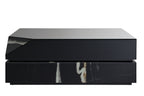 Mirrored Coffee Table with Tempered Glass Top - Black