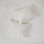 Off-White Tufted Cotton Chenille Palm Comforter Set with Palm Leaf Design - Full/Queen