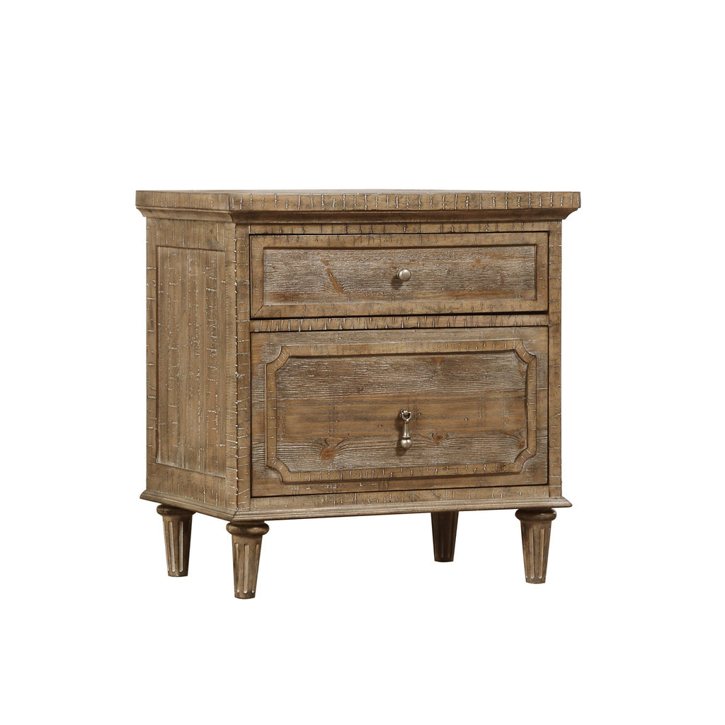 Taupe 2 Drawer Nightstand with Spacious Storage - Solid Wood