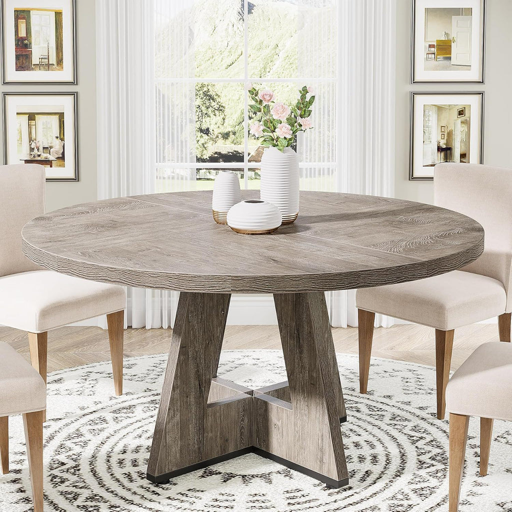 Round Dining Cross Base Kitchen Table with Engineered Wood - Assorted Colors