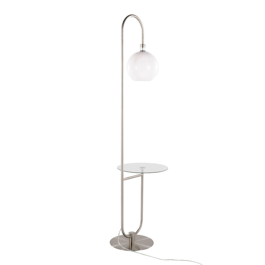 Contemporary Floor Lamp with Tempered Glass Table - Gray