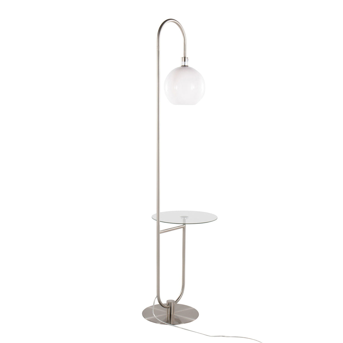 Contemporary Floor Lamp with Tempered Glass Table - Gray