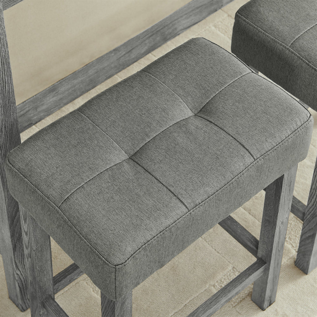 59 Inch Bar Table and Chair Set with Power Outlet - Solid Wood & MDF