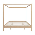 Canopy Bed Frame 4 Poster Platform Bed with Slats Support - Light Brown