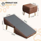 Foldable Wooden Dog Stairs and Ramp with Non-Slip Surface - Brown