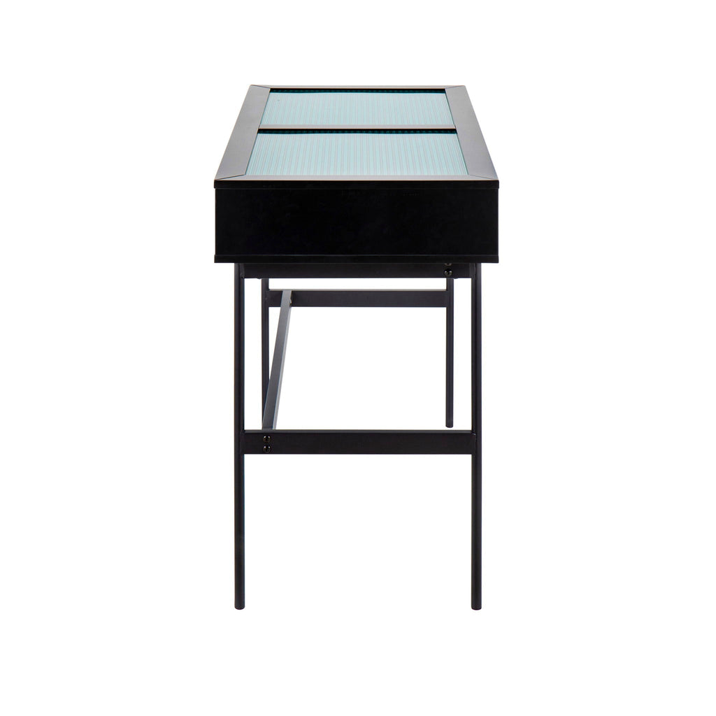 Contemporary Console Table with Tempered Glass Top - White or Black