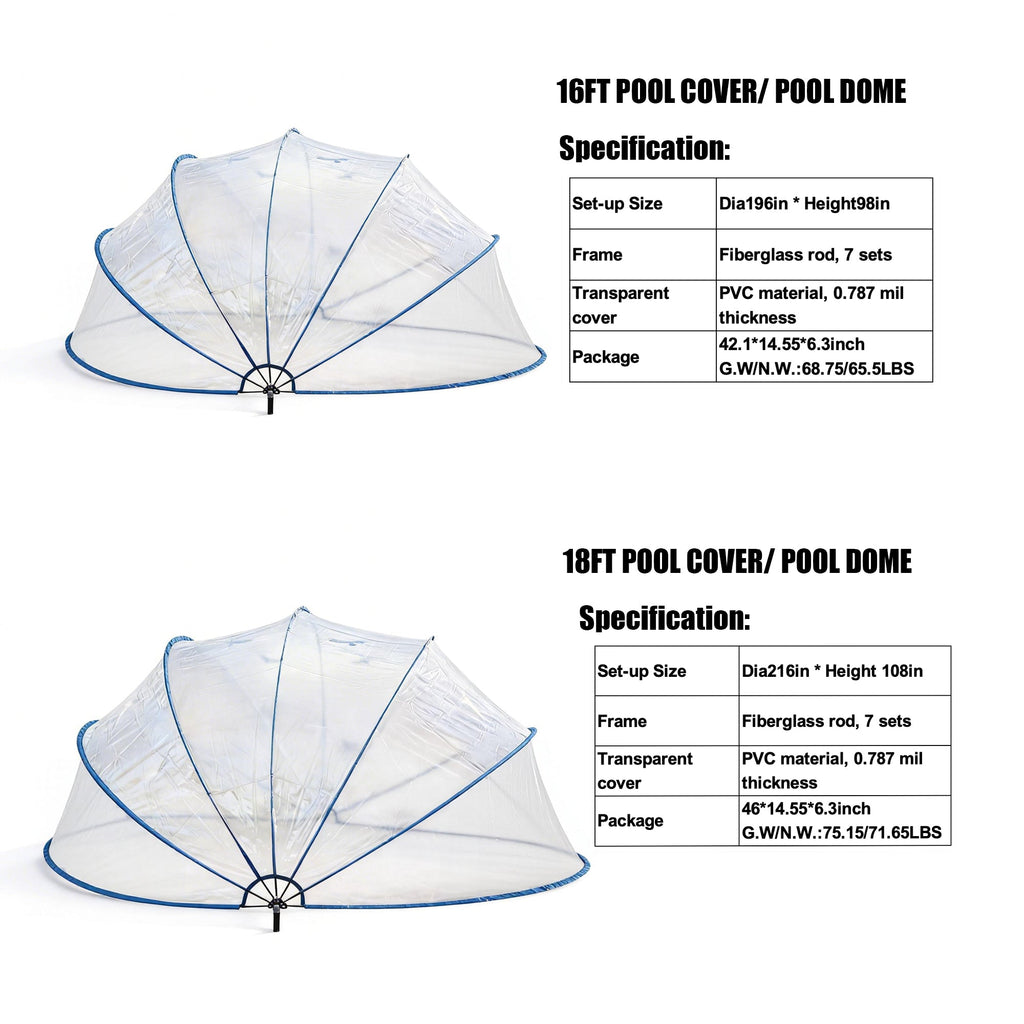 18ft Ground-Mounted Retractable Pool Cover with Fiberglass Rods - Blue