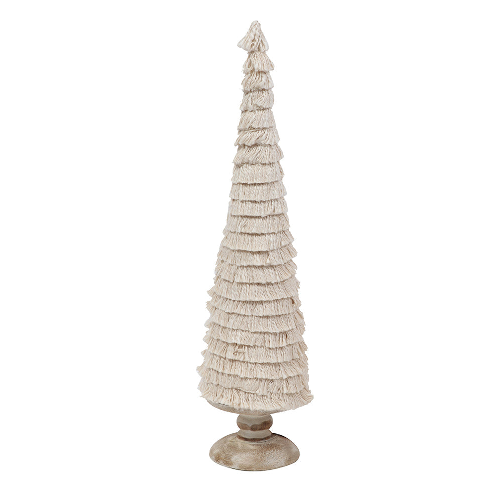 Fringes Embellished Cone with Wooden Base - Accessories