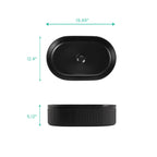 Integrated Oval Bathroom Sink with Glossy Black Ceramic Finish