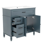 Bathroom Vanity With Sink and Drawers - Freestanding Solid Wood Cabinet