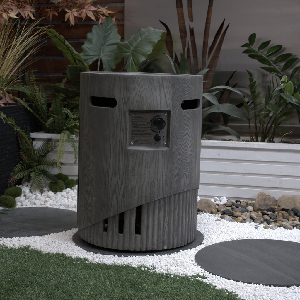 32000 BTU Round Outdoor Gas Fire Pit with Lava Stones and Cover