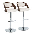 Mid-Century Modern Adjustable Barstool Set with Swivel - Chrome / Cherry / White