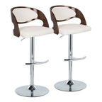 Mid-Century Modern Adjustable Barstool Set with Swivel - Chrome / Cherry / White