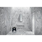 Hexagon Natural Stone Marble Decorative Tile Set with 3D Fluted Texture - Gray or White