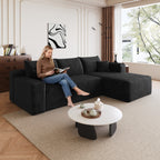 95" Cloud Sectional Sofa with Modern Minimalist Design - Black