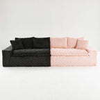 Multifunctional 4-Seater Stationary Sofa with Adjustable Layout - Pink & Black