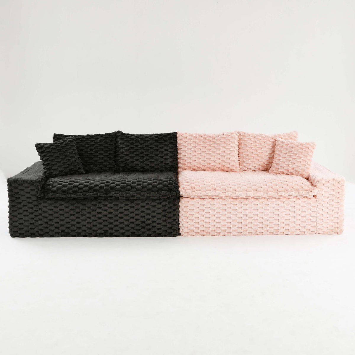 Multifunctional 4-Seater Stationary Sofa with Adjustable Layout - Pink & Black