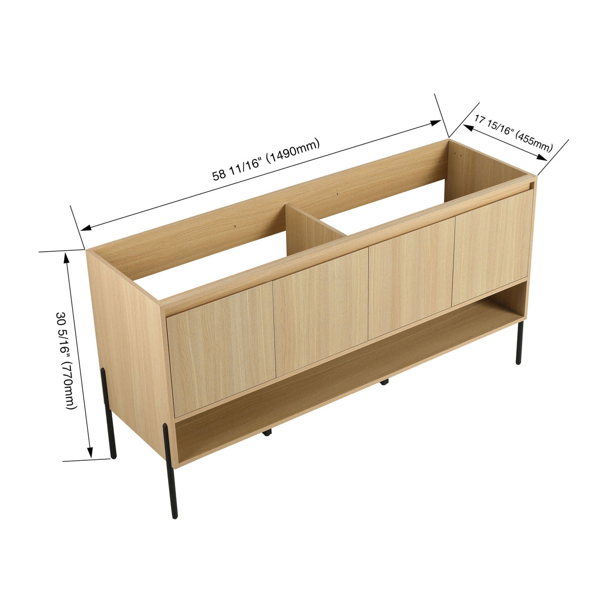 Freestanding Bathroom Vanity with Soft Close Cabinet Doors - Light or Dark Brown