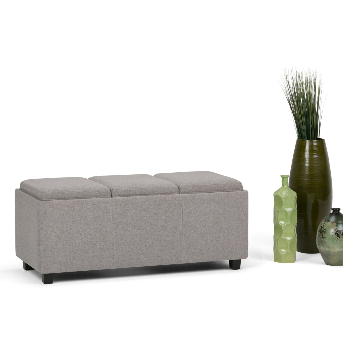 Avalon Upholstered Storage Ottoman with Flip-Over Serving Trays - Multiple Colors