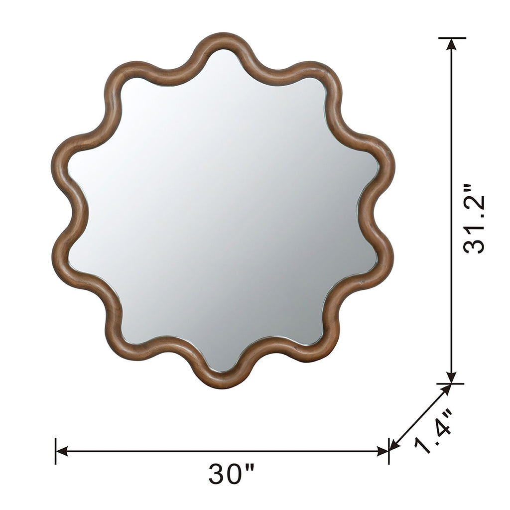 Wooden Accent Mirror With Unique Frame - Brown