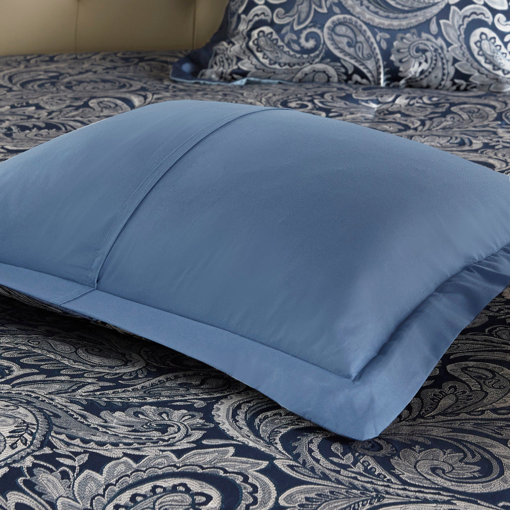 12 Piece Comforter Set with Cotton Bed Sheets Navy King