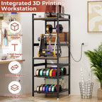 3D Printer Stand with Filament Storage and Power Panel - Black