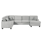 U-Shaped Upholstered Sectional Sofa with Movable Ottoman