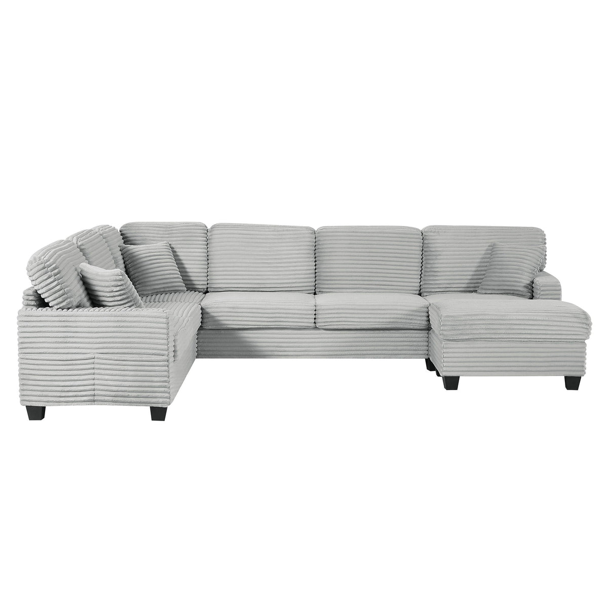 U-Shaped Upholstered Sectional Sofa with Movable Ottoman