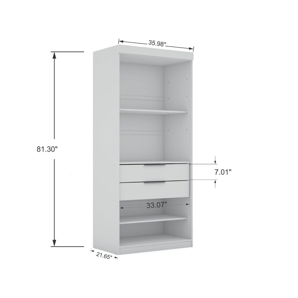 Mulberry Wardrobe Closet with Adjustable Shelving - Dark Brown, Blue, or White