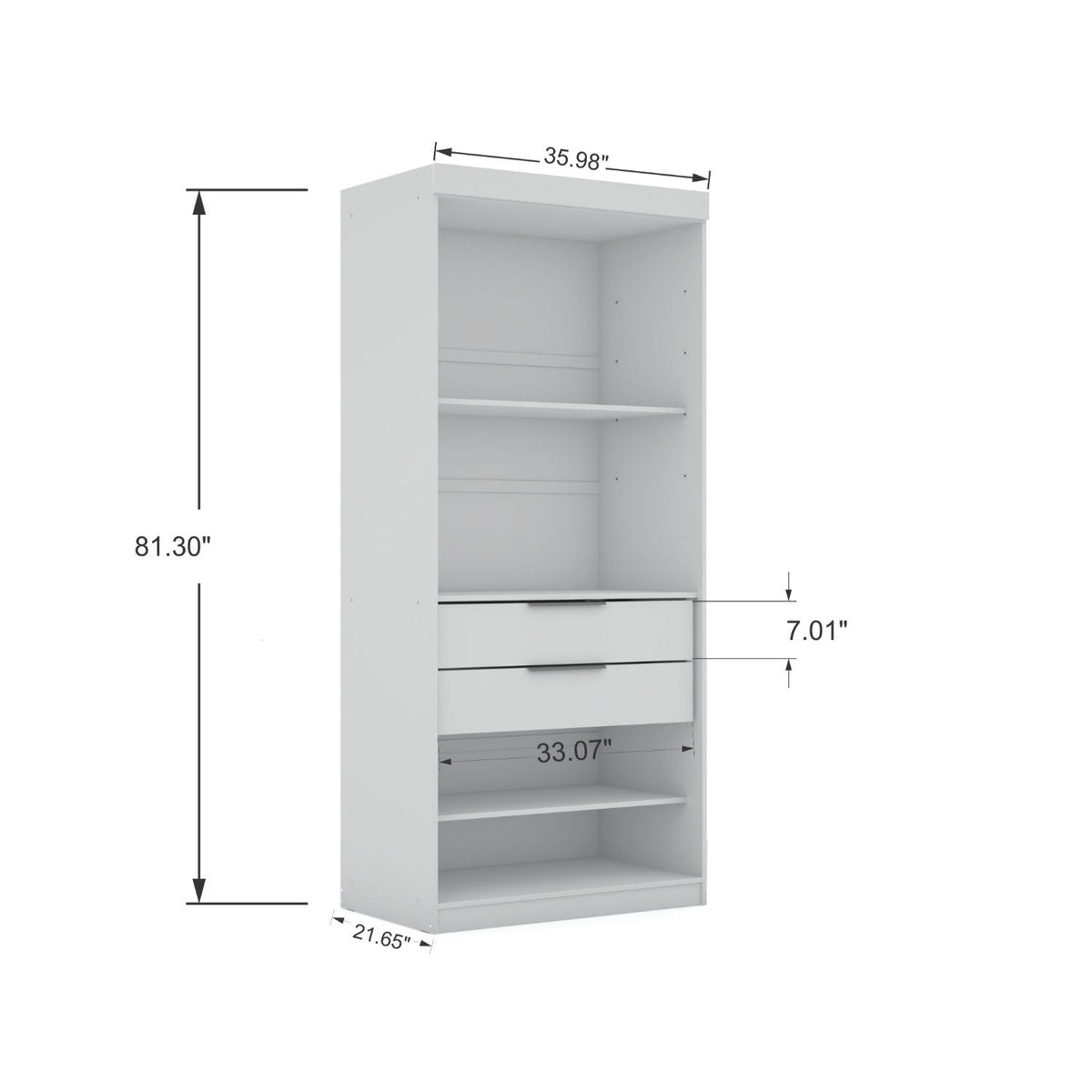 Mulberry Wardrobe Closet with Adjustable Shelving - Dark Brown, Blue, or White