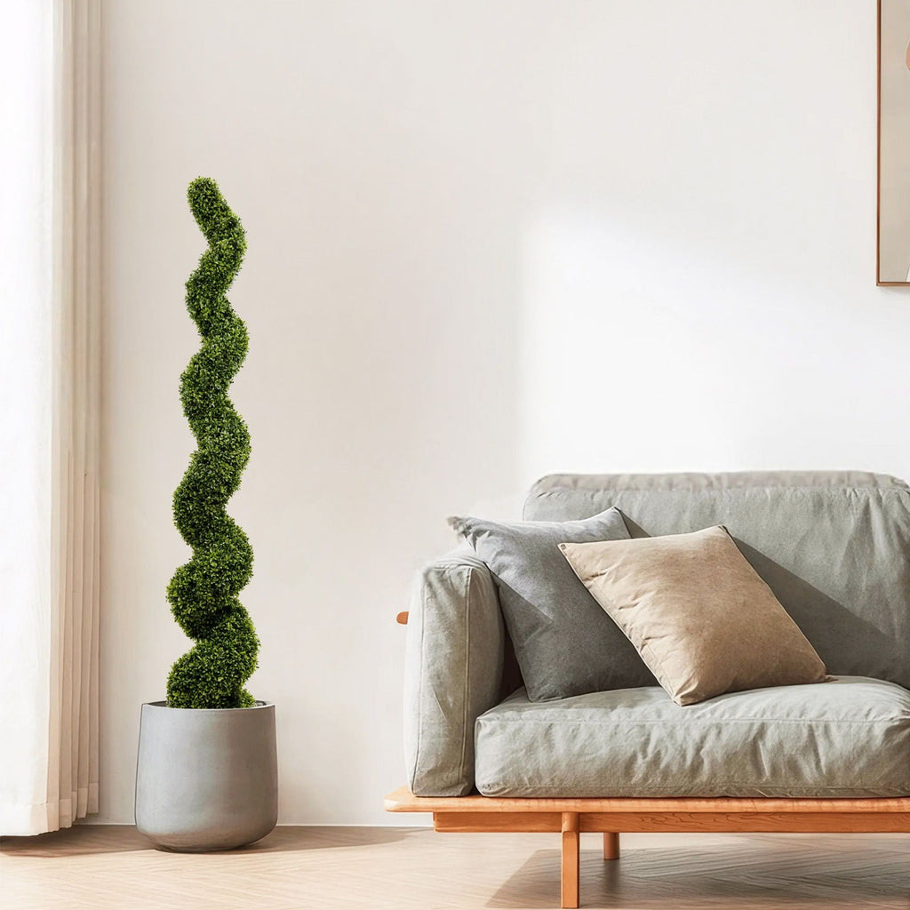 Artificial Outdoor UV Resistant Boxwood Topiary Spiral Tree - Green