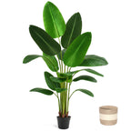 Bird of Paradise Artificial Plant with Faux Banana Leaves - 6 Ft Tall