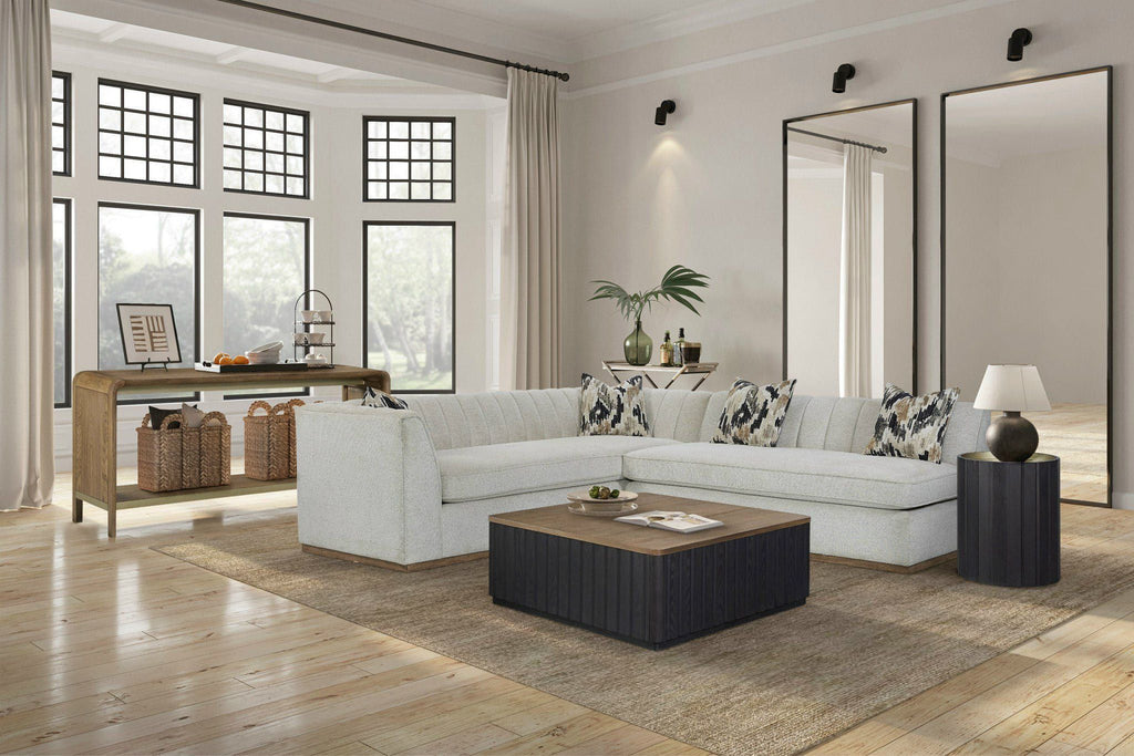 Off White Channel Sofa with Dacron Foam Cushions