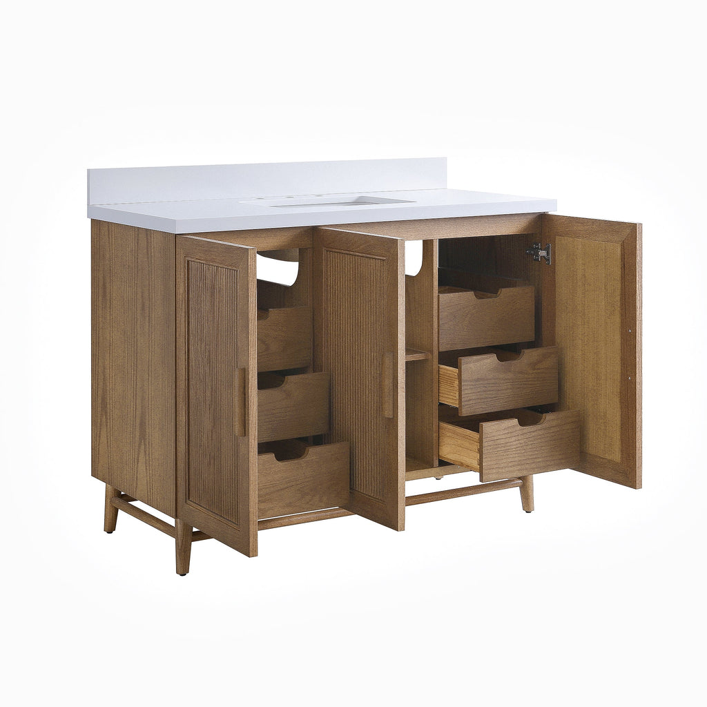 48" Freestanding Single Sink Bathroom Vanity with Solid Wood - Light Coffee