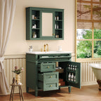 Bathroom Vanity With Mirror Cabinet and Single Sink - Soft-Closing Doors