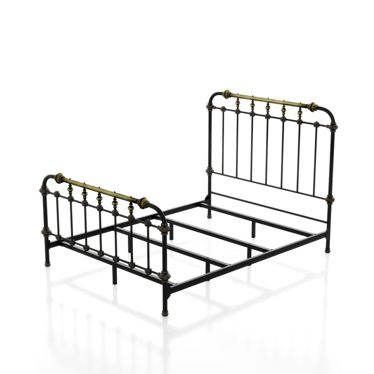 Transitional Style Metal Panel Bed with Hand-Brushed Accents - Black