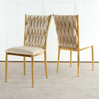 Modern Dining Chair Set with Plated Metal Legs - Multiple Colors