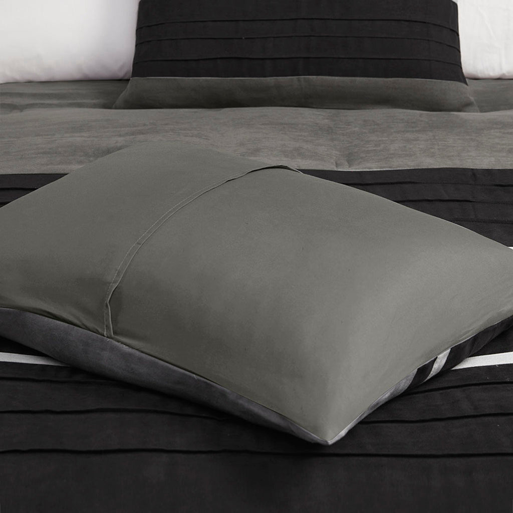 7 Piece Faux Suede Comforter Set - Black - King