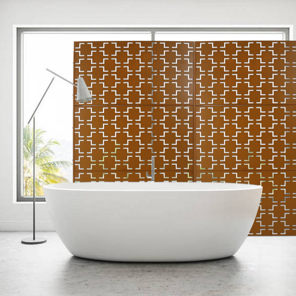 Black Metal Room Divider Privacy Screen with Rust-Resistant Finish