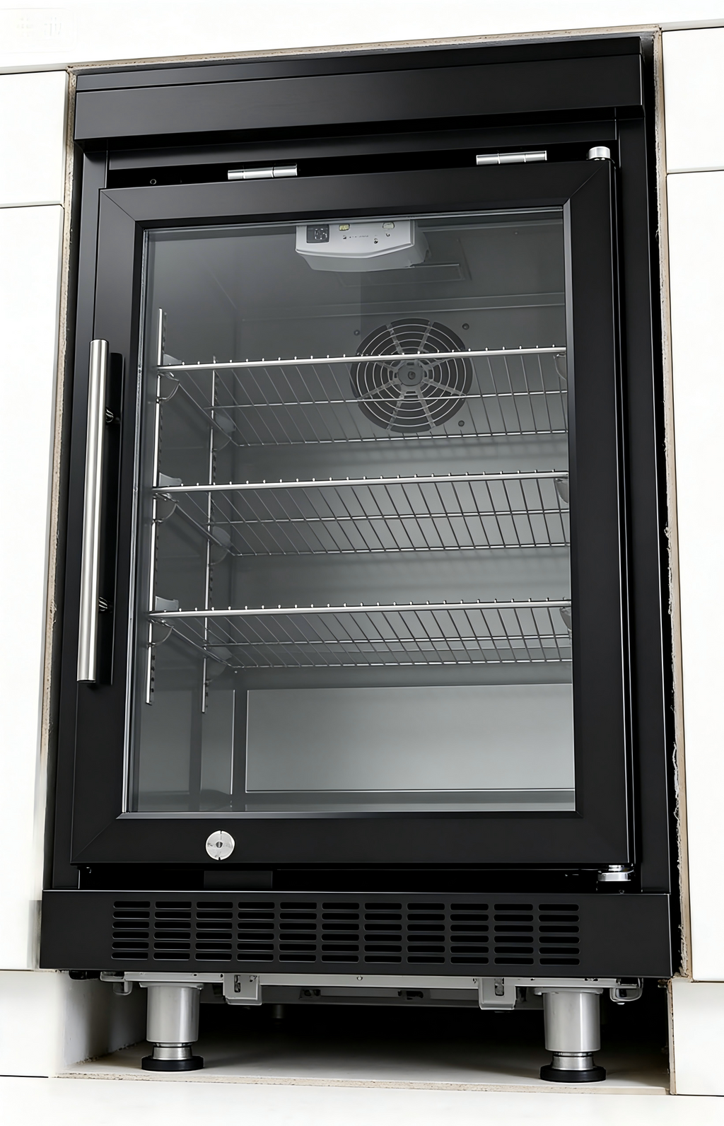 Black Single Door Fridge Cabinet with Stainless Steel Construction - Black