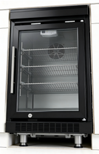 Black Single Door Fridge Cabinet with Stainless Steel Construction - Black