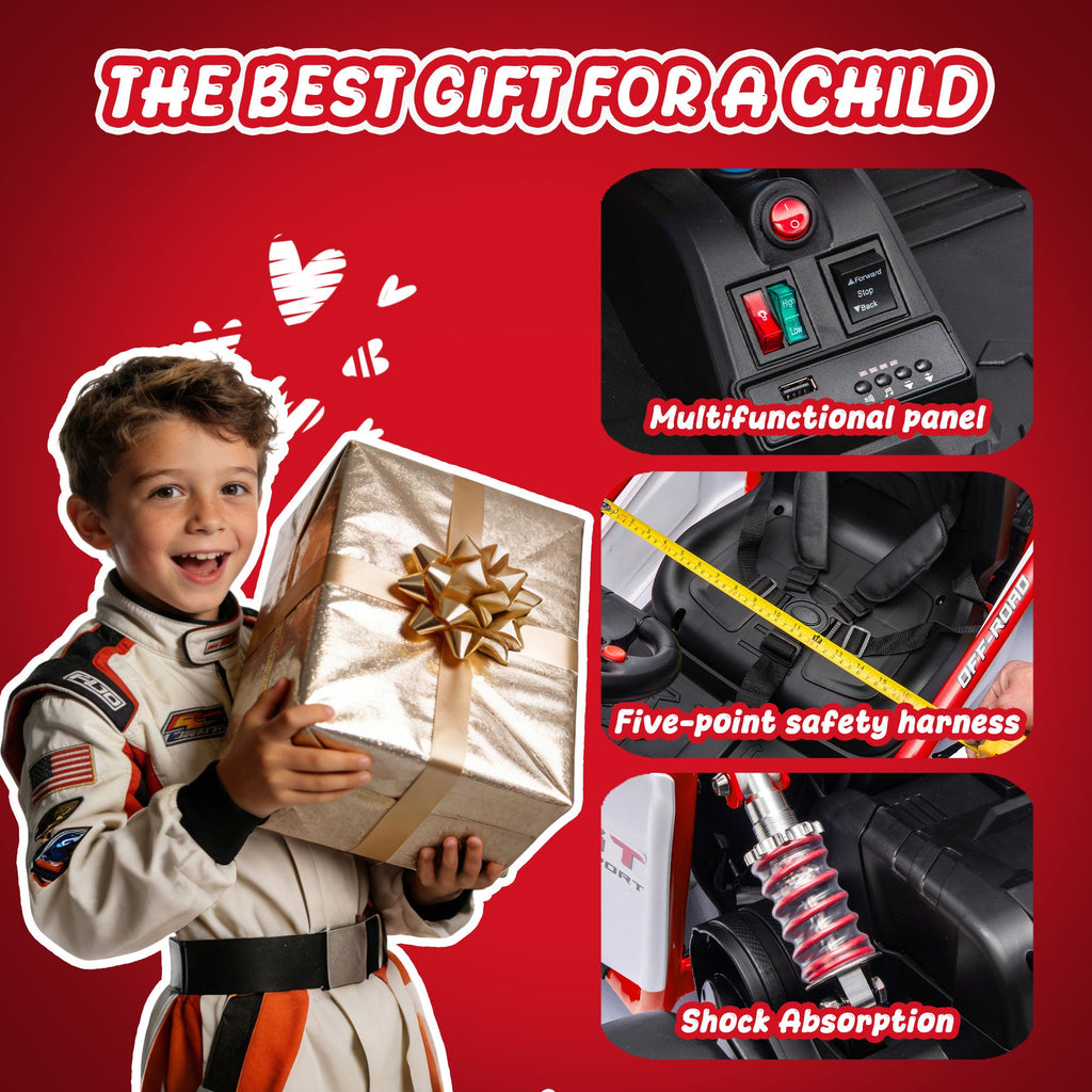 24V 400W Electric Kids Ride-On Toy with Drift and Bluetooth - Red
