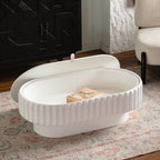 Fluted Storage Table with Lift-Off Lid - Cream White