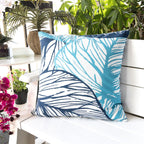 Leaf Vein Outdoor & Indoor Pillow with Weather Resistant Cover - Indigo