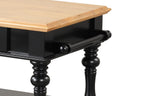 Black Kitchen Island with Cutting Board and Storage Shelves