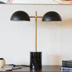 Hydro Table Lamp with Double Lamp and Marble Base - Black / Gold / Marble